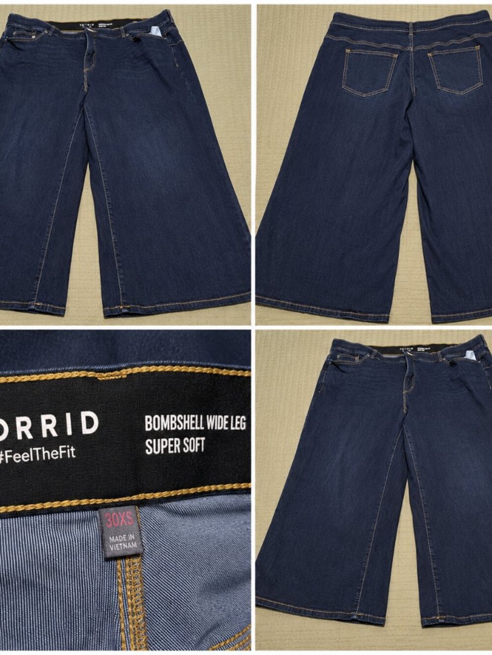 Torrid Bombshell Wide Leg Super Soft Jeans Size 30XS Dark Wash